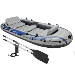 BATEAU GONFLABLE INTEX EXCURSION 5 + 2 AVIRONS + GONFLEUR -Aqua Gear Soldes bateau gonflable intex excursion 5 2 avirons gonfleur 3